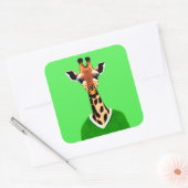 Sticker Carré Giraffe mignonne portant un pull vert (Enveloppe)