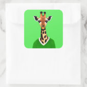 Sticker Carré Giraffe mignonne portant un pull vert (Sac)