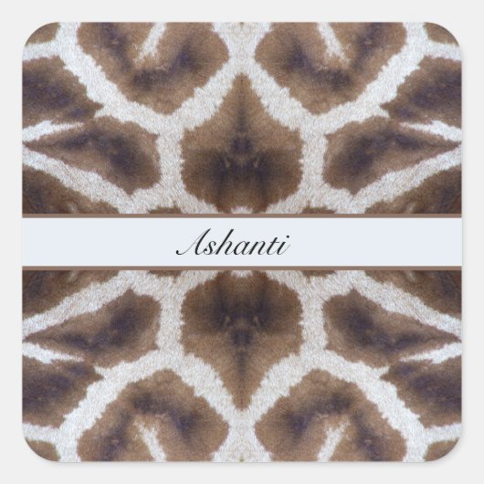 Sticker Carré Giraffe motif style safari personnalisable (Devant)