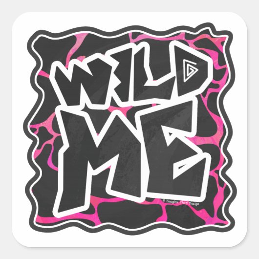 Sticker Carré Giraffe rose chaude et noire (Devant)