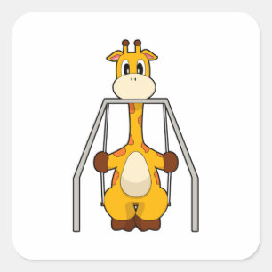 Sticker Carré Giraffe Swing