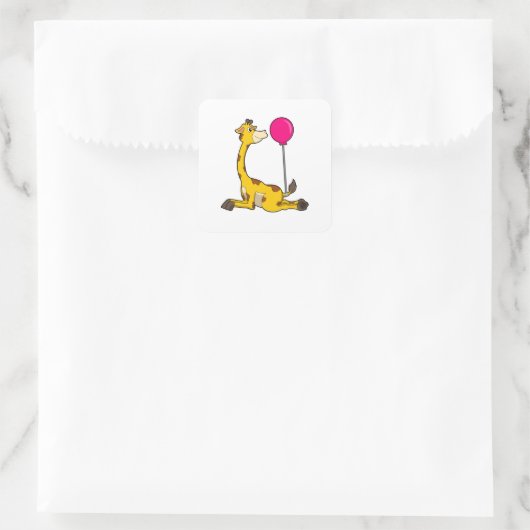 Sticker Carré Giraffe with Balloon (Sac)