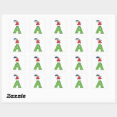 Sticker Carré Girl Dancing on Green Letter A Fun Alphabet (Feuille)