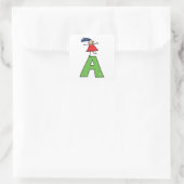 Sticker Carré Girl Dancing on Green Letter A Fun Alphabet (Sac)