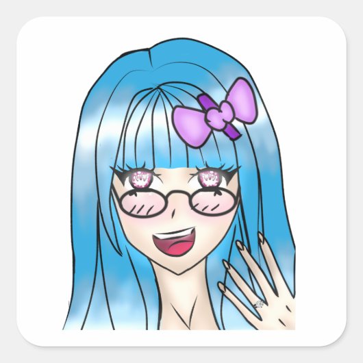 Sticker Carré Girl Drawing (Devant)