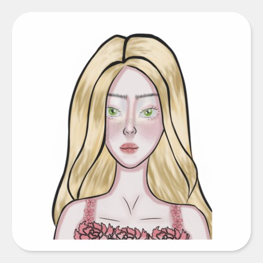 Sticker Carré Girl Drawing (Devant)