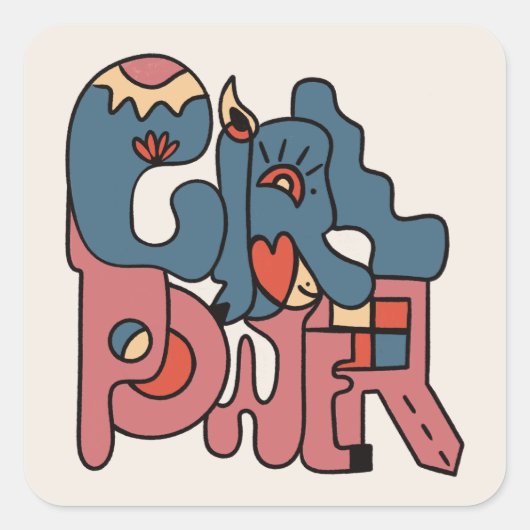 Sticker Carré Girl Power (Devant)