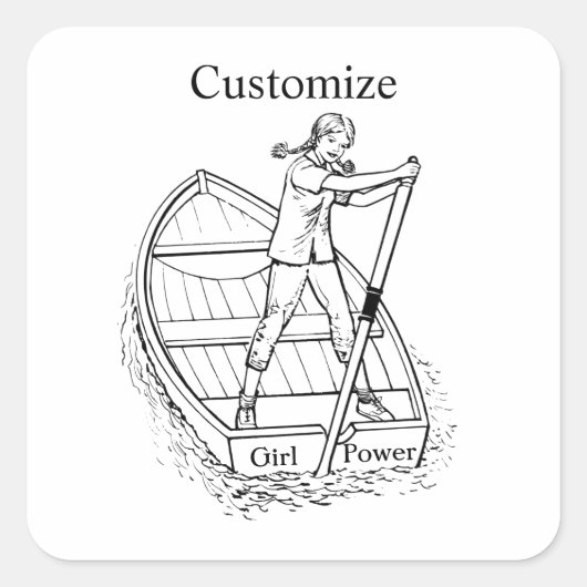 Sticker Carré Girl Power Sculling Boat Thunder_Cove (Devant)