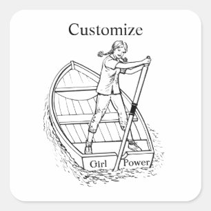 Sticker Carré Girl Power Sculling Boat Thunder_Cove