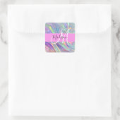 Sticker Carré Girl Rainbow Holographic Iridescente Monogramme No (Sac)