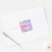 Sticker Carré Girl Rainbow Holographic Iridescente Monogramme No (Enveloppe)
