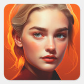 Sticker Carré Girl with blue eyes (Devant)