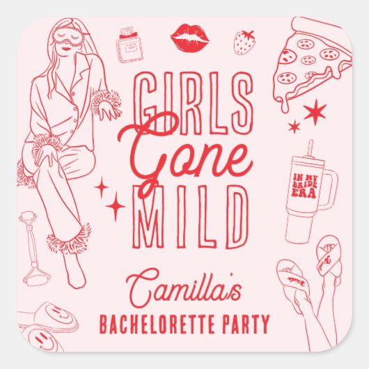Sticker Carré Girls Gone Mild Spa Pajama Bachelorette Party (Devant)