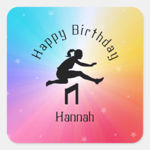 Sticker Carré Girls Track & Field Rainbow Stars