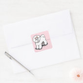 Sticker Carré Girly Bichon Frise (Enveloppe)
