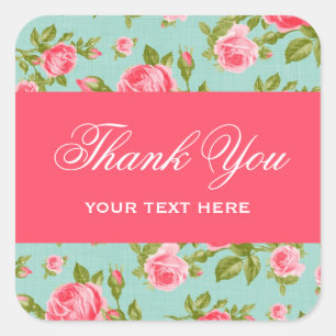 Sticker Carré Girly Chic Elegant Vintage Floral Roses