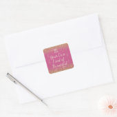 Sticker Carré Girly Pink Gold Parties scintillant Be Beautiful (Enveloppe)