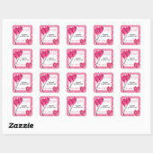 Sticker Carré Girly rose Zebra Imprimer Baby shower fille (Feuille)