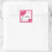 Sticker Carré Girly rose Zebra Imprimer Baby shower fille (Sac)