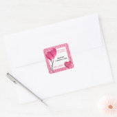 Sticker Carré Girly rose Zebra Imprimer Baby shower fille (Enveloppe)