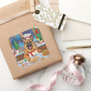 Sticker Carré Gîtes bergers allemands : Noël festif