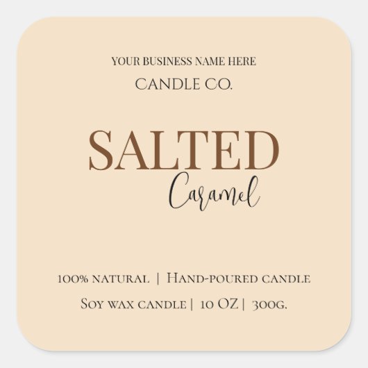 Sticker Carré Give Thanks Salted Caramel Candle Label (Devant)