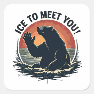 Sticker Carré Glace Pour Vous Rencontrer Ours Polaire Cadeau De