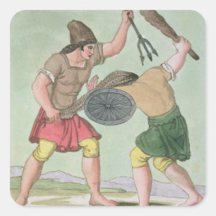 Sticker Carré Gladiateurs romains, de 'L'Antica Roma', 1825 (col