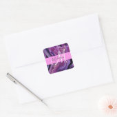 Sticker Carré Glam Abstrait Purple Shimmer Texture rose Monogram (Enveloppe)