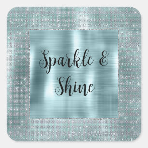 Sticker Carré Glam Aqua Pailleté Argenté Brillance