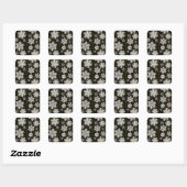 Sticker Carré Glam aux flocons dorés de minuit (Feuille)