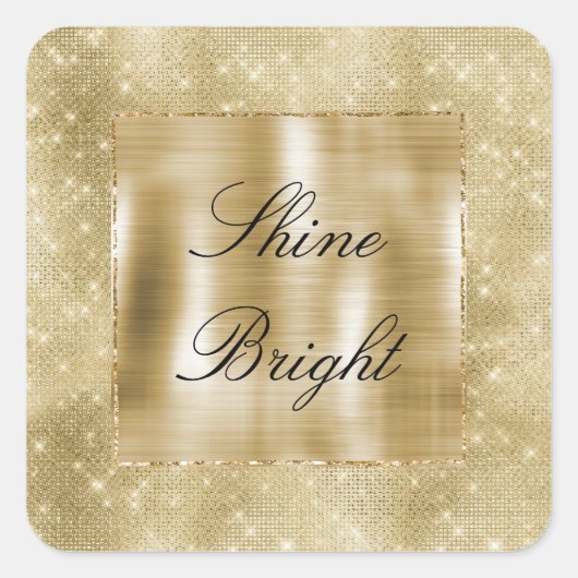 Sticker Carré Glam Champagne Gold Glitzy Sparkie (Devant)
