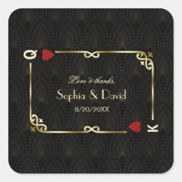 Sticker Carré Glam Gatsby Casino Las Vegas Mariage de poker