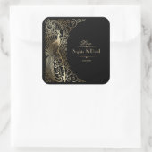 Sticker Carré Glam Gold Art Déco Peacocs Mariage (Sac)