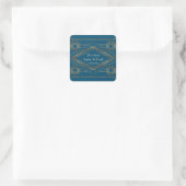 Sticker Carré Glam Gold Great Gatsby Ocean Blue Mariage (Sac)