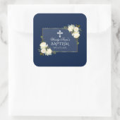 Sticker Carré Glam Gold Marine Bleu Blanc Floral Invitation (Sac)