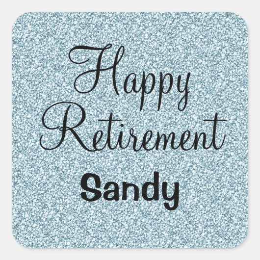 Sticker Carré Glam Happy Retirement Bleu Parties scintillant Arg (Devant)