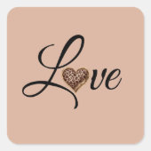 Sticker Carré Glam Leopard Heart Love Design (Devant)