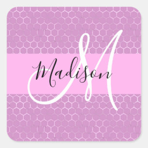 Sticker Carré Glam Lilac Metallic rose Honeycomb Nom