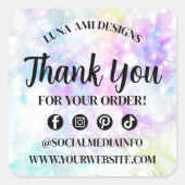 Sticker Carré Glam Rainbow Crystal Diamond Merci Order (Devant)