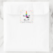 Sticker Carré Glam Rainbow Unicorn fête d'anniversaire (Sac)
