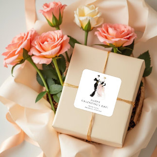 Sticker Carré Glam Two Pretty Elegant Ladies Galentine's Day