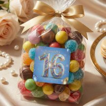 Glamorous Blue Gold Glitter Balloons Sweet 16