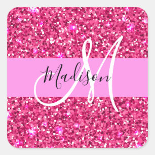 Sticker Carré Glamour Fille Chaude Paillettes Rose Pailletée Mon