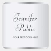 Sticker Carré Glamour Silver Look Typographie Modèle moderne (Devant)