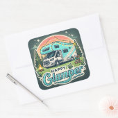 Sticker Carré Glamper Happy - Vibes Glamping Fun (Enveloppe)