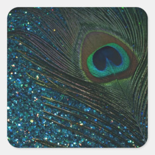 Sticker Carré Glitter Aqua Peacock