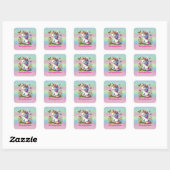 Sticker Carré Glitter candy unicorn meadow wildflowers  (Feuille)