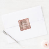 Sticker Carré Glitter Rose Gold Foil Joyeux Noël (Enveloppe)