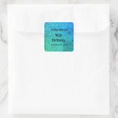 Sticker Carré Glitterie Turquoise Bleu Vert Étincelle 16e annive (Sac)